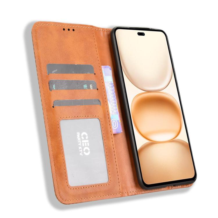 For Honor Power 5G Magnetic Buckle Retro Texture Leather Phone Case