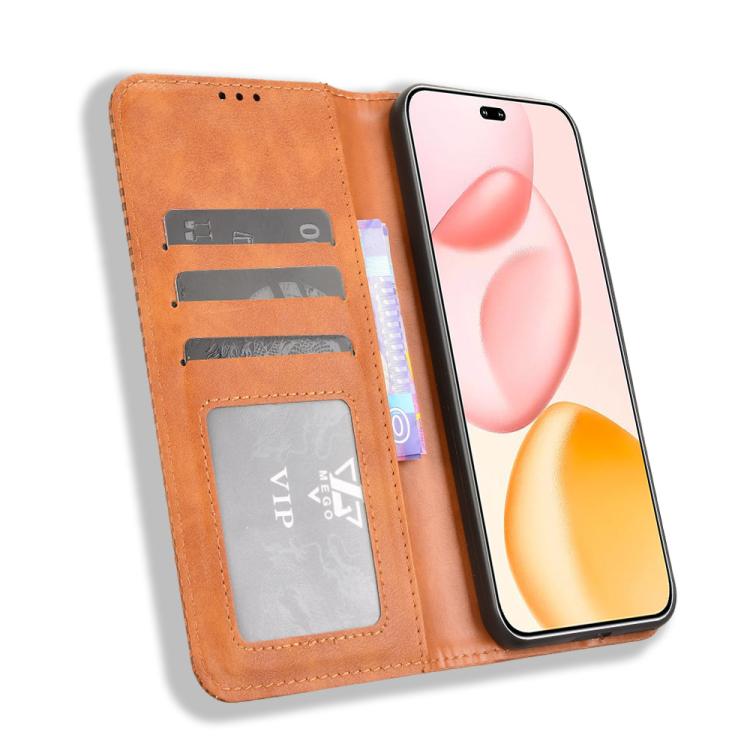 For Honor 400 Pro Global 160.8mm Magnetic Buckle Retro Texture Leather Phone Case