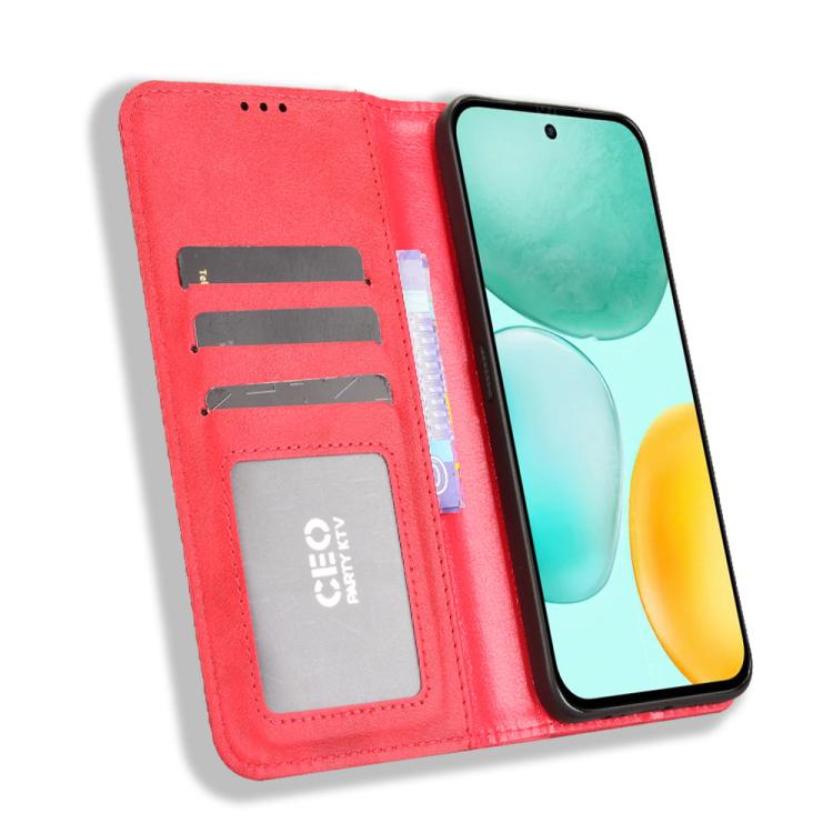 For Honor X6c 4G Magnetic Buckle Retro Texture Leather Phone Case