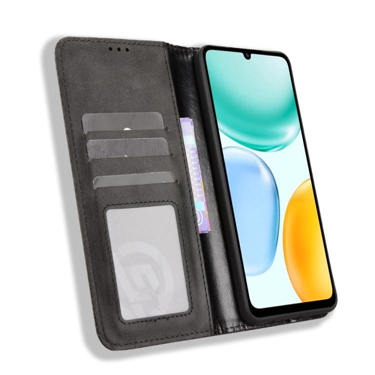 For Honor X5c Plus 4G Magnetic Buckle Retro Texture Leather Phone Case