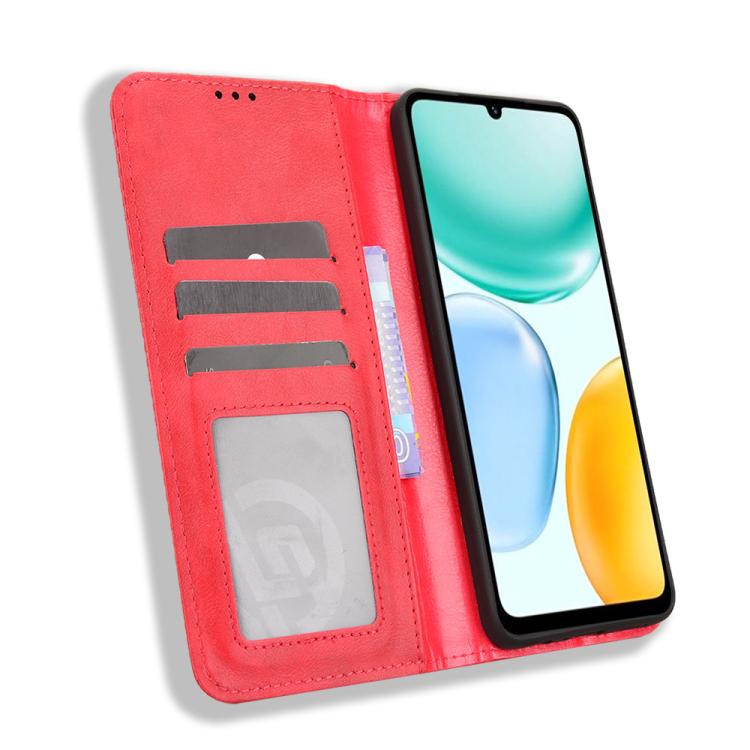For Honor X5c Plus 4G Magnetic Buckle Retro Texture Leather Phone Case