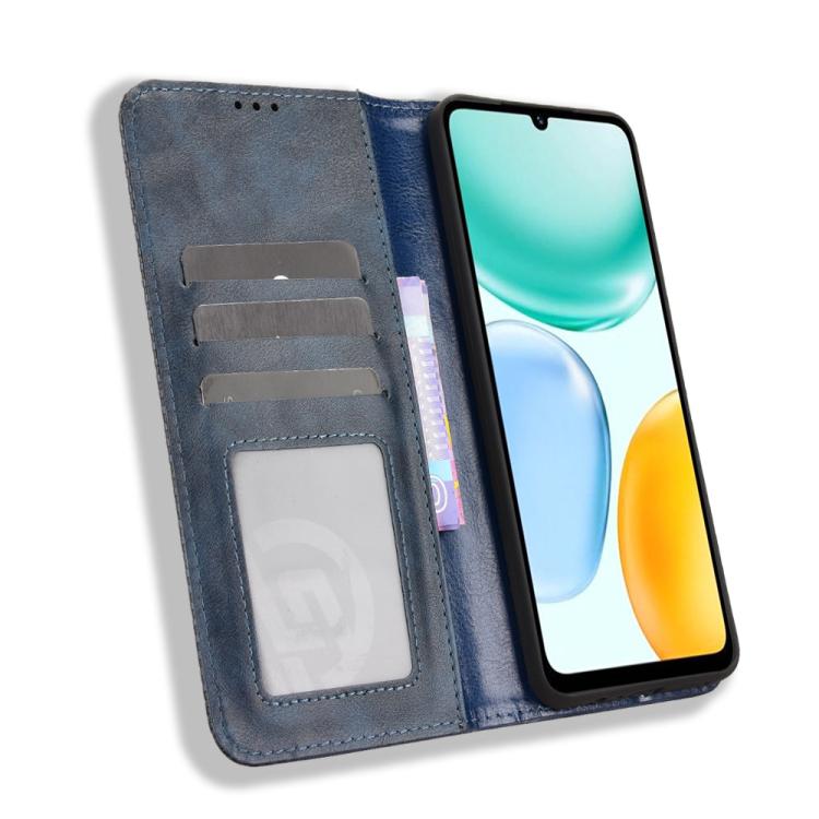 For Honor X5c Plus 4G Magnetic Buckle Retro Texture Leather Phone Case