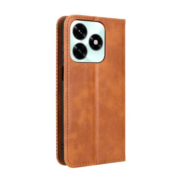 For Honor X5c Plus 4G Magnetic Buckle Retro Texture Leather Phone Case