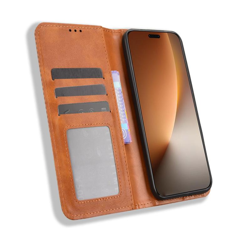 For Honor Magic8 Pro Magnetic Buckle Retro Texture Leather Phone Case
