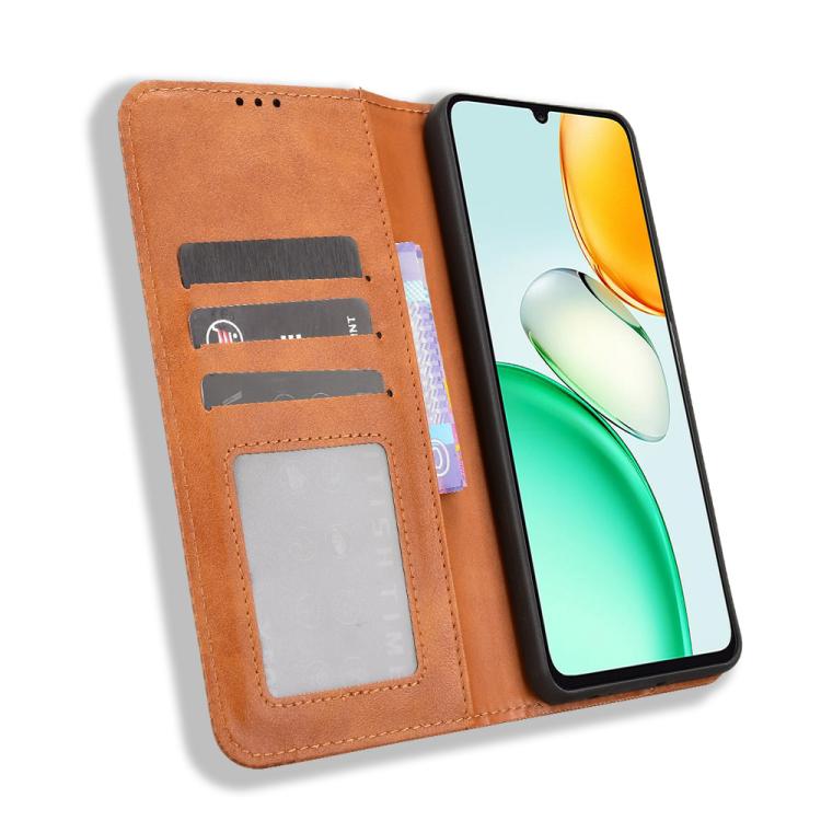 For Honor Play10 4G Magnetic Buckle Retro Texture Leather Phone Case