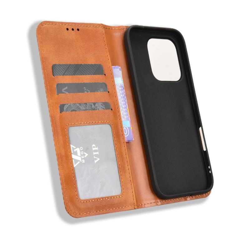 For Honor 600 Lite Global Magnetic Buckle Retro Texture Leather Phone Case