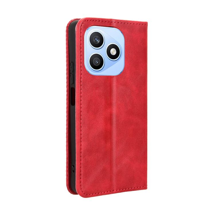For Honor X8d 4G Magnetic Buckle Retro Texture Leather Phone Case
