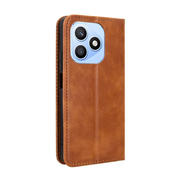 For Honor X8d 4G Magnetic Buckle Retro Texture Leather Phone Case