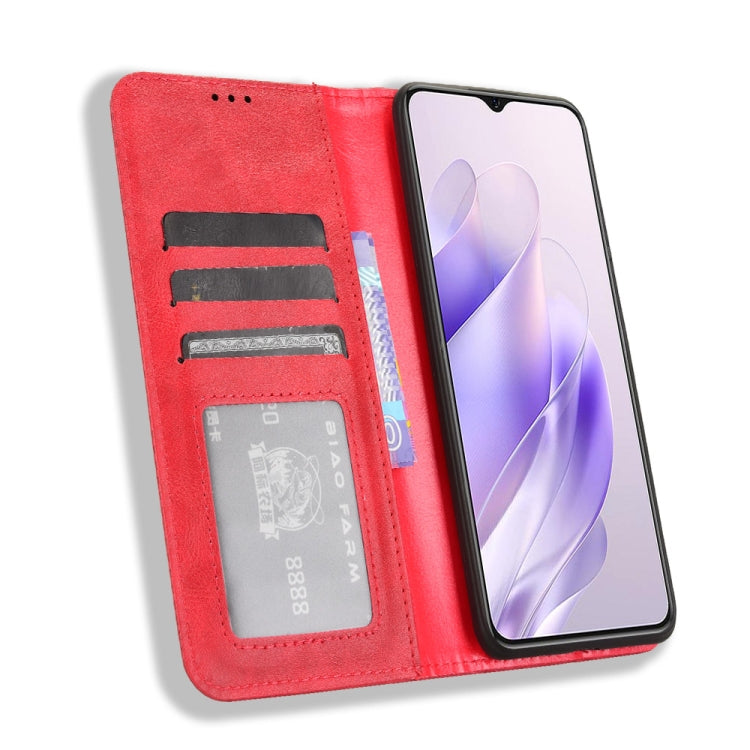 For Oukitel C37 Magnetic Buckle Retro Texture Leather Phone Case