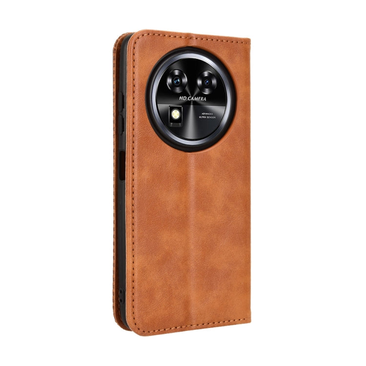 For Oukitel C37 Magnetic Buckle Retro Texture Leather Phone Case