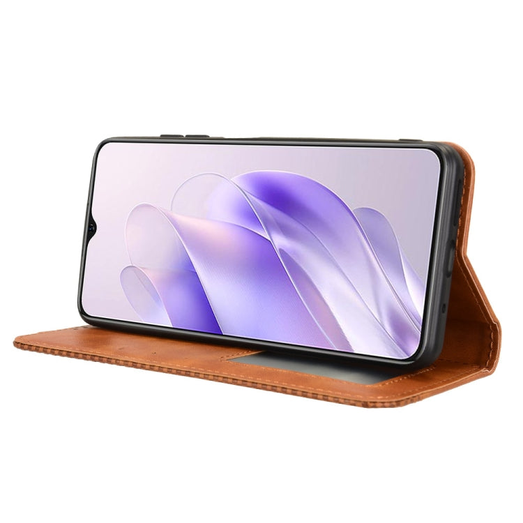 For Oukitel C37 Magnetic Buckle Retro Texture Leather Phone Case