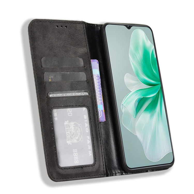 For Oukitel C38 Magnetic Buckle Retro Texture Leather Phone Case