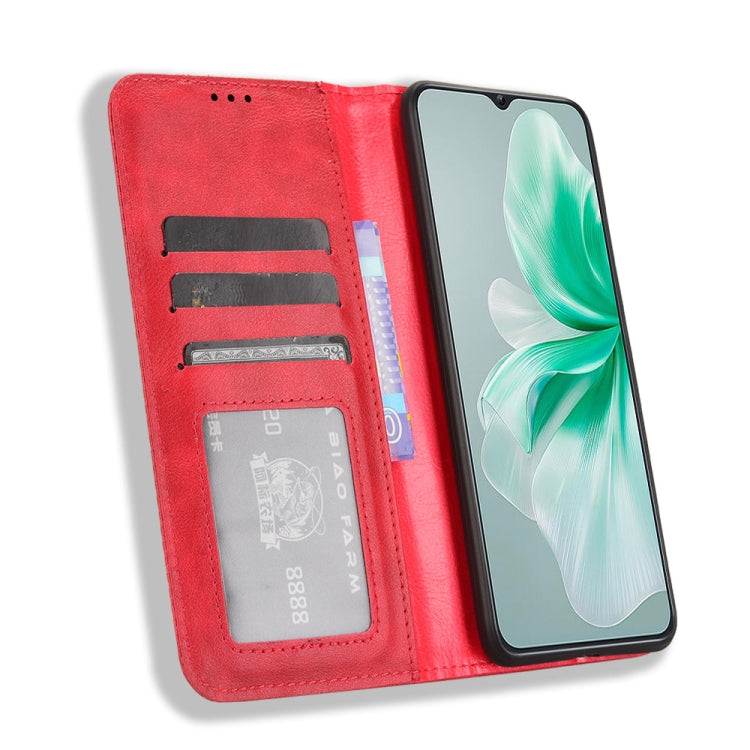 For Oukitel C38 Magnetic Buckle Retro Texture Leather Phone Case