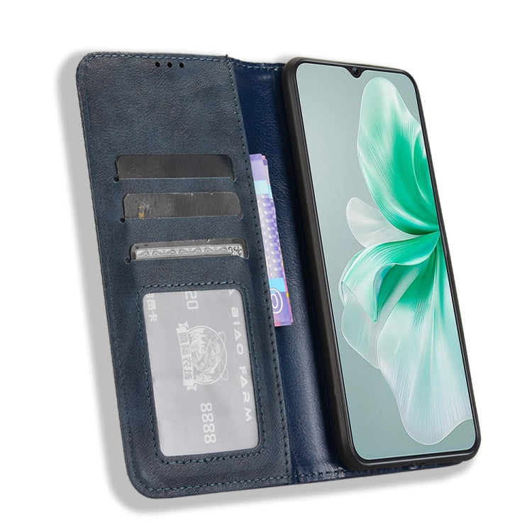 For Oukitel C38 Magnetic Buckle Retro Texture Leather Phone Case