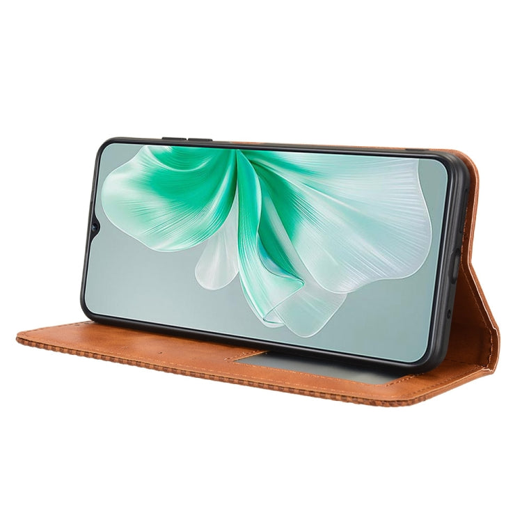 For Oukitel C38 Magnetic Buckle Retro Texture Leather Phone Case
