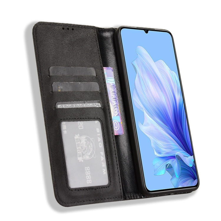 For Oukitel C50 Magnetic Buckle Retro Texture Leather Phone Case