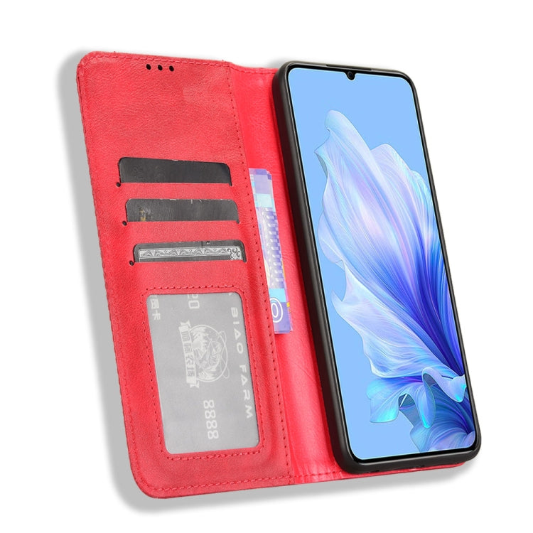 For Oukitel C50 Magnetic Buckle Retro Texture Leather Phone Case