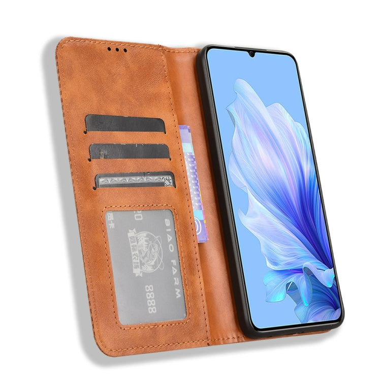For Oukitel C50 Magnetic Buckle Retro Texture Leather Phone Case