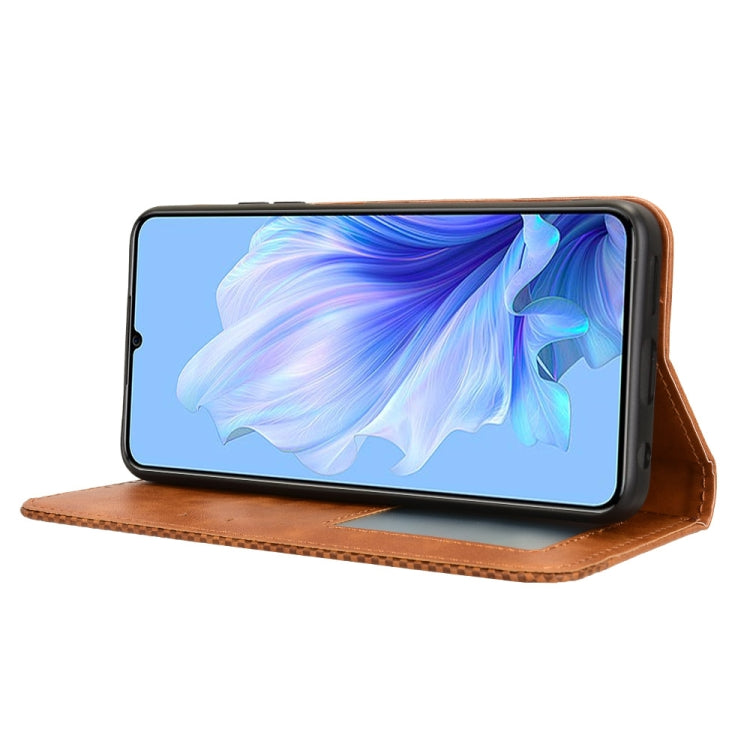 For Oukitel C50 Magnetic Buckle Retro Texture Leather Phone Case