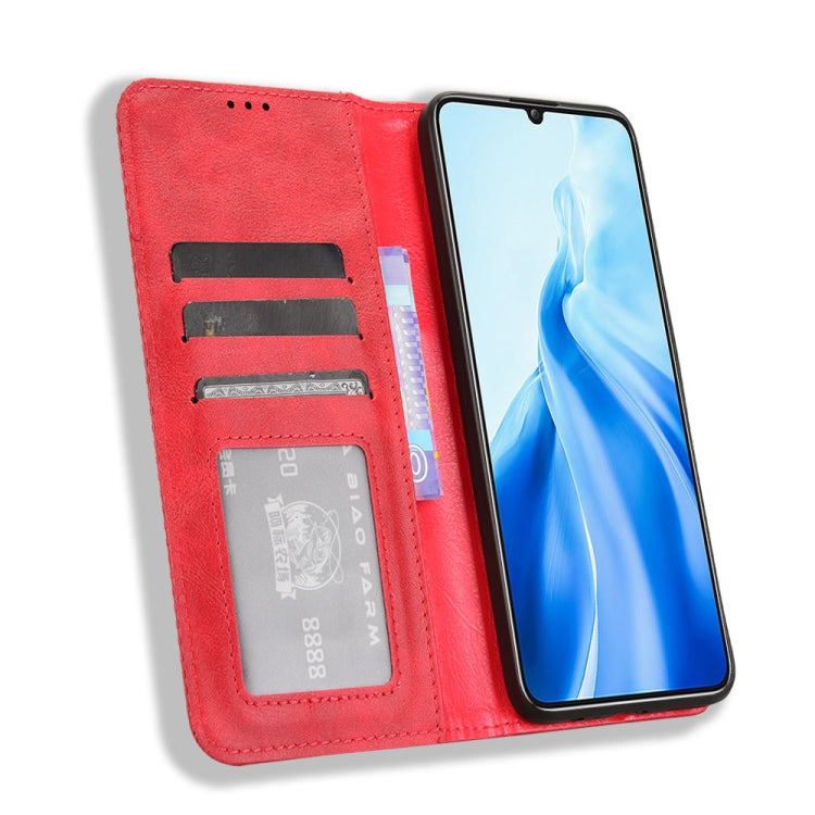 For Oukitel C51 Magnetic Buckle Retro Texture Leather Phone Case
