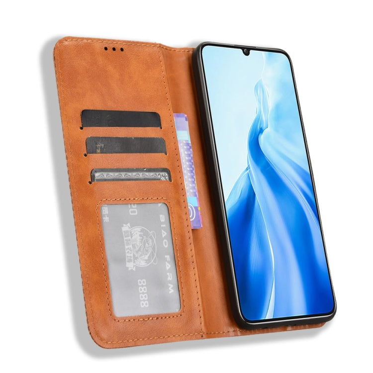 For Oukitel C51 Magnetic Buckle Retro Texture Leather Phone Case