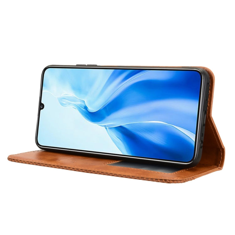 For Oukitel C51 Magnetic Buckle Retro Texture Leather Phone Case