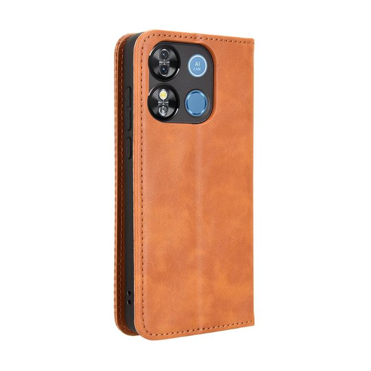 For Oukitel C57S Magnetic Buckle Retro Texture Leather Phone Case