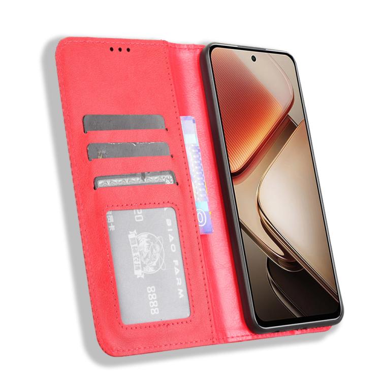 For Oukitel C58 / C58 Pro Magnetic Buckle Retro Texture Leather Phone Case