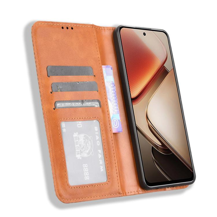 For Oukitel C58 / C58 Pro Magnetic Buckle Retro Texture Leather Phone Case
