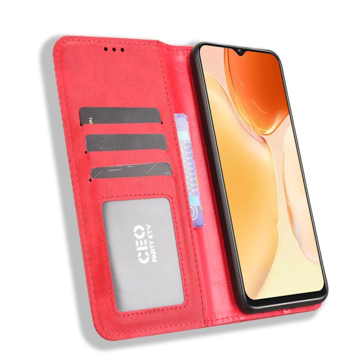 For Oukitel C1 / C1 Pro Magnetic Buckle Retro Texture Leather Phone Case