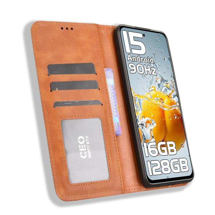 For Oukitel C65 / C65 Pro Magnetic Buckle Retro Texture Leather Phone Case