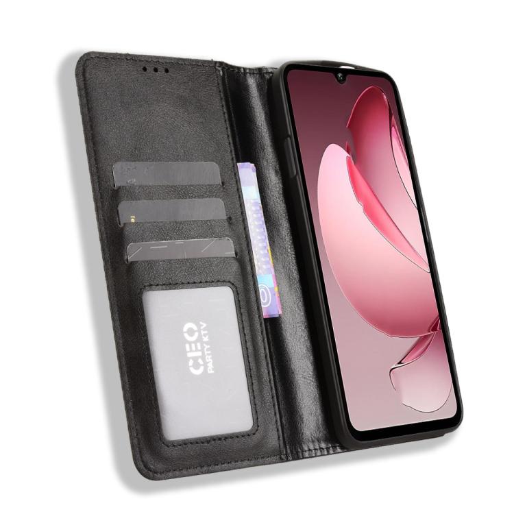 For Oukitel C60 / C60 Pro Magnetic Buckle Retro Texture Leather Phone Case
