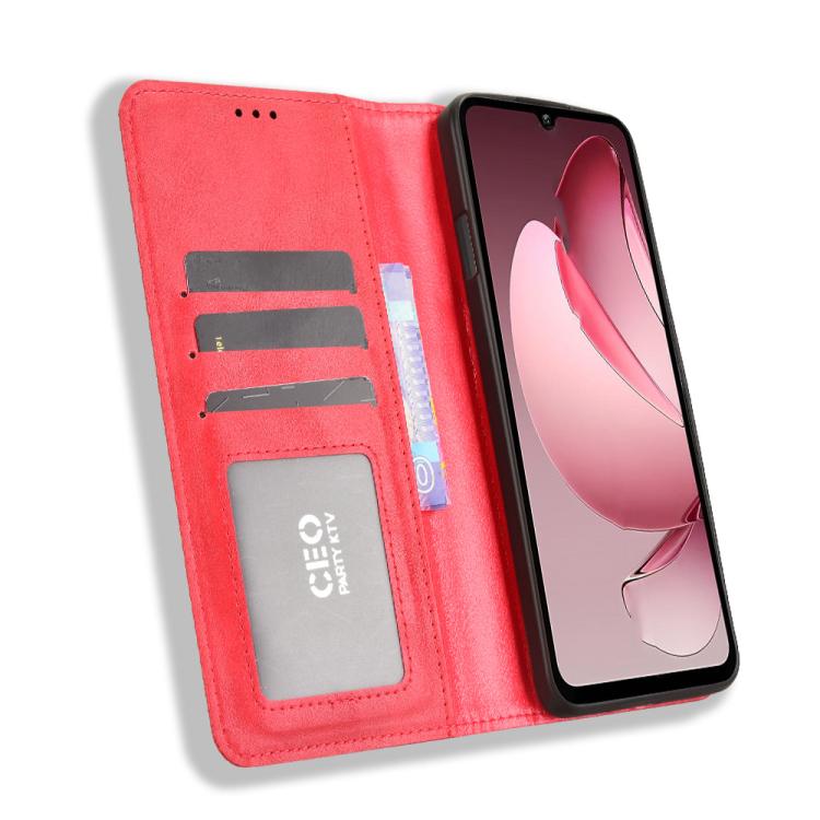 For Oukitel C60 / C60 Pro Magnetic Buckle Retro Texture Leather Phone Case