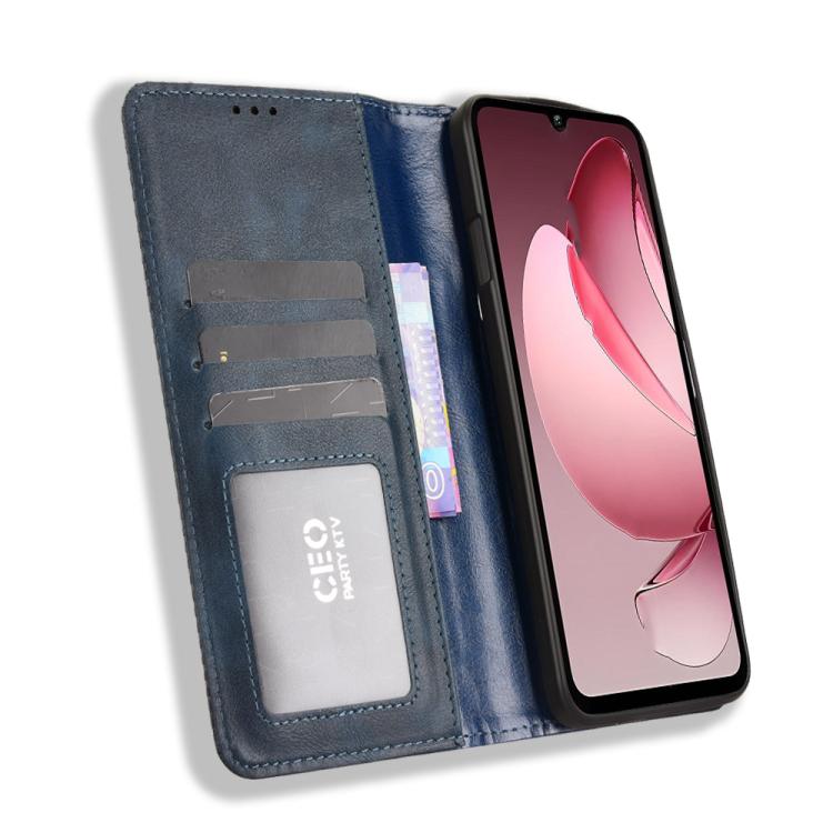 For Oukitel C60 / C60 Pro Magnetic Buckle Retro Texture Leather Phone Case
