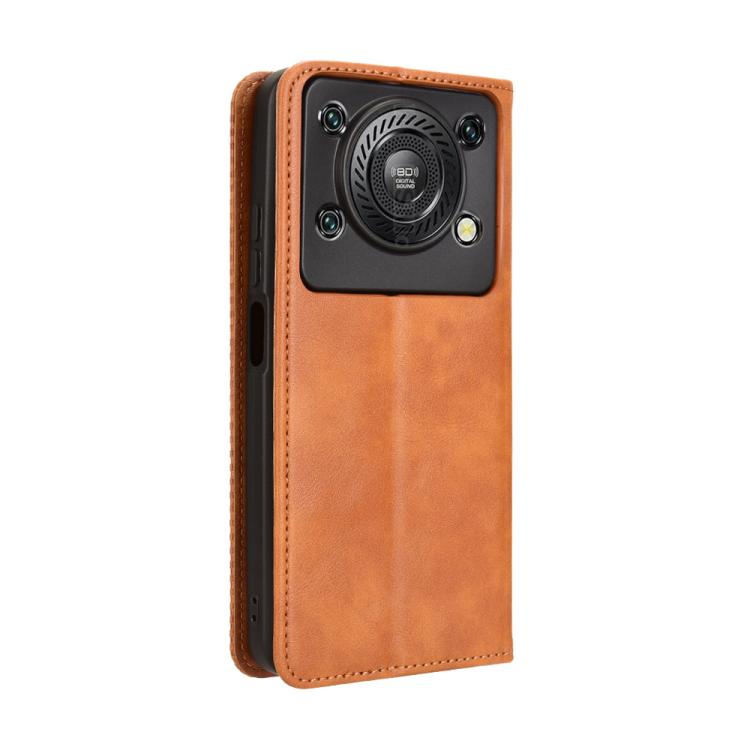 For Oukitel C60 / C60 Pro Magnetic Buckle Retro Texture Leather Phone Case