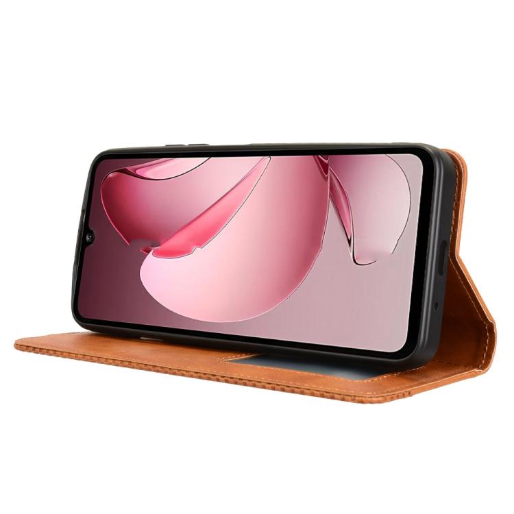For Oukitel C60 / C60 Pro Magnetic Buckle Retro Texture Leather Phone Case