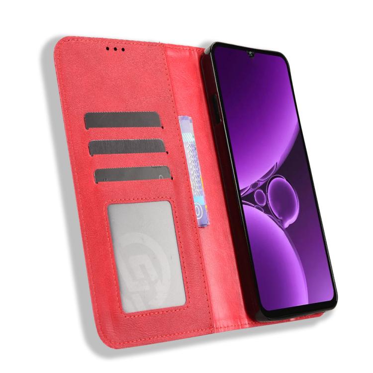 For Oukitel C59 / C59 Pro Magnetic Buckle Retro Texture Leather Phone Case