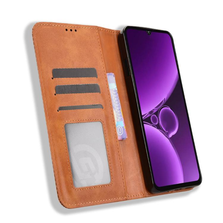 For Oukitel C59 / C59 Pro Magnetic Buckle Retro Texture Leather Phone Case