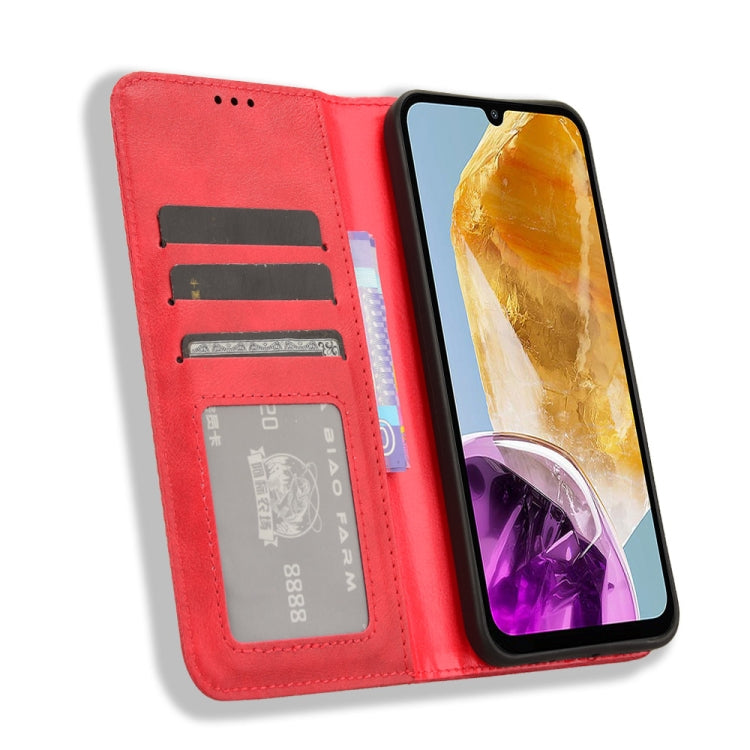 For Samsung Galaxy F15 / M15 5G Magnetic Buckle Retro Texture Leather Phone Case