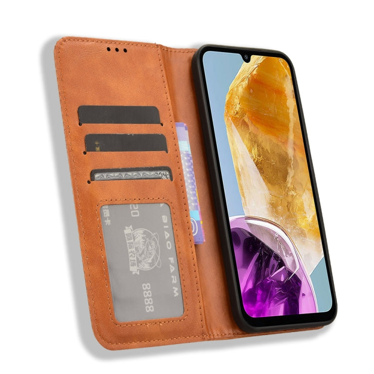 For Samsung Galaxy F15 / M15 5G Magnetic Buckle Retro Texture Leather Phone Case