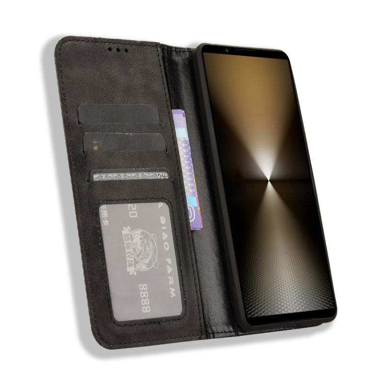 For Sony Xperia 1 VI 2024 Magnetic Buckle Retro Texture Leather Phone Case