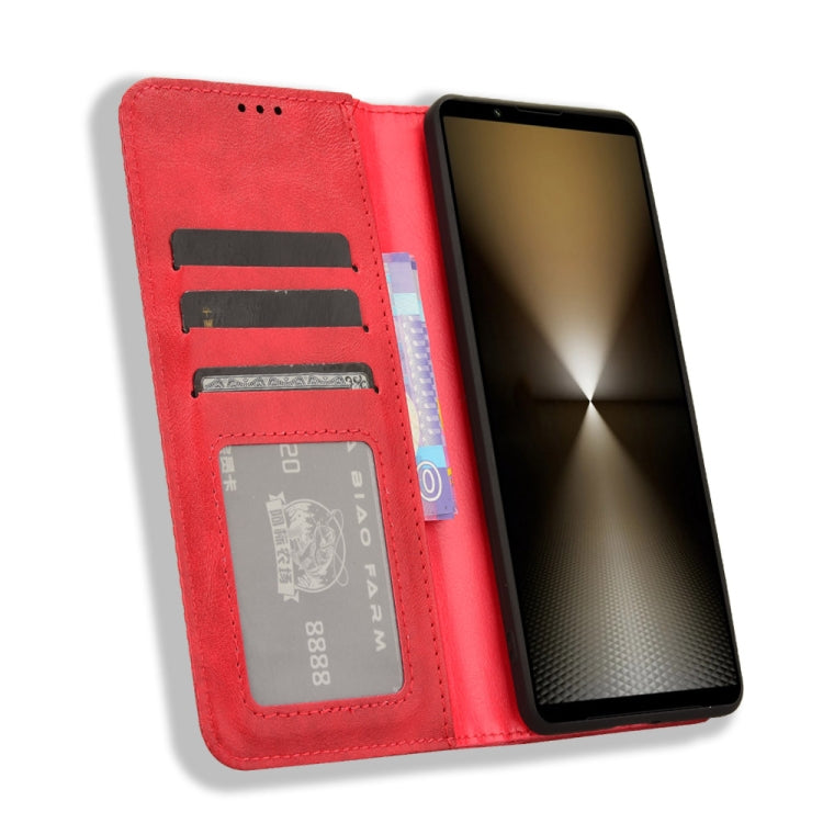 For Sony Xperia 1 VI 2024 Magnetic Buckle Retro Texture Leather Phone Case