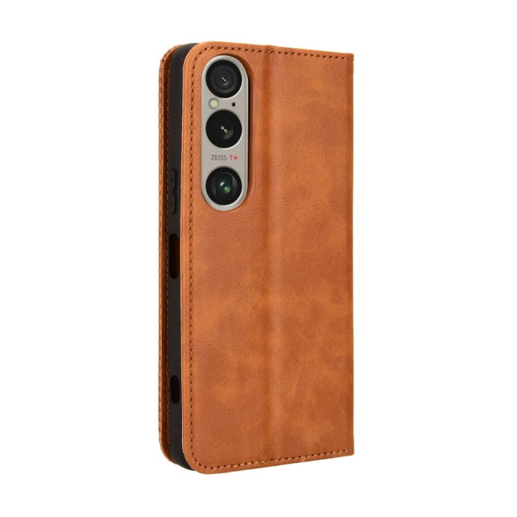 For Sony Xperia 1 VI 2024 Magnetic Buckle Retro Texture Leather Phone Case