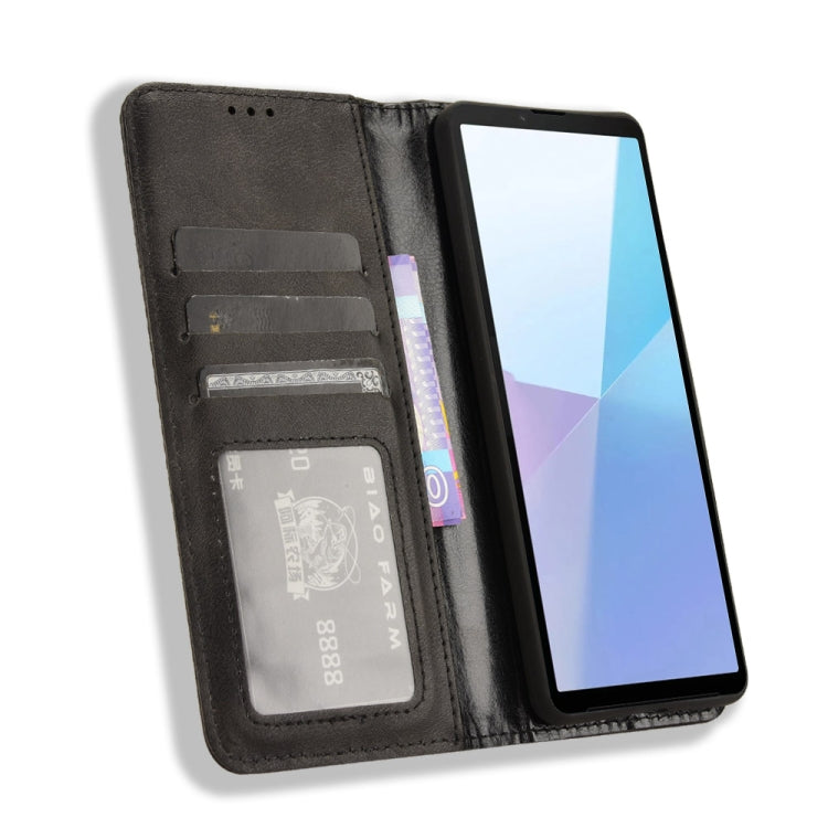 For Sony Xperia 10 VI 2024 Magnetic Buckle Retro Texture Leather Phone Case