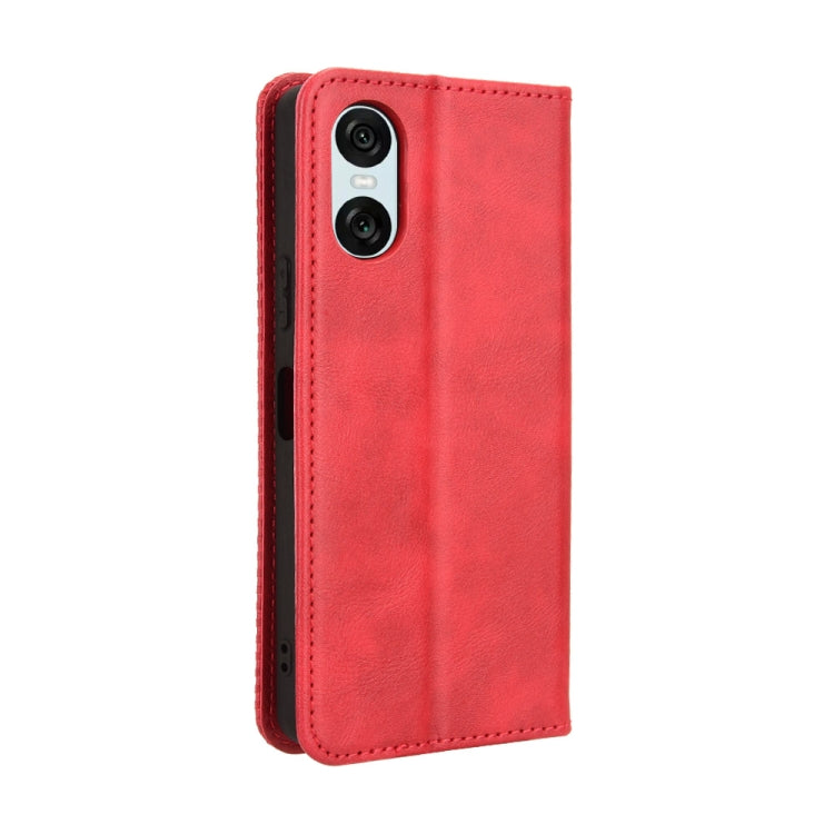 For Sony Xperia 10 VI 2024 Magnetic Buckle Retro Texture Leather Phone Case