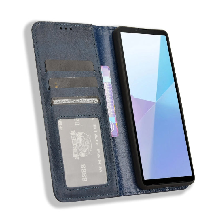 For Sony Xperia 10 VI 2024 Magnetic Buckle Retro Texture Leather Phone Case