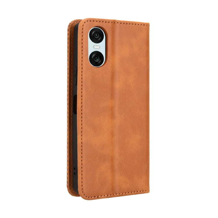 For Sony Xperia 10 VI 2024 Magnetic Buckle Retro Texture Leather Phone Case