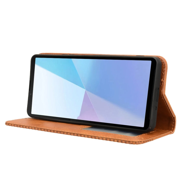 For Sony Xperia 10 VI 2024 Magnetic Buckle Retro Texture Leather Phone Case