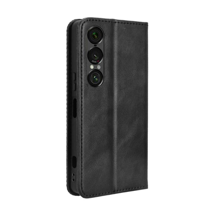 For Sony Xperia 1 VII Magnetic Buckle Retro Texture Leather Phone Case