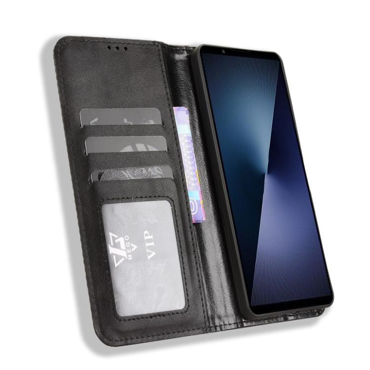For Sony Xperia 1 VII Magnetic Buckle Retro Texture Leather Phone Case